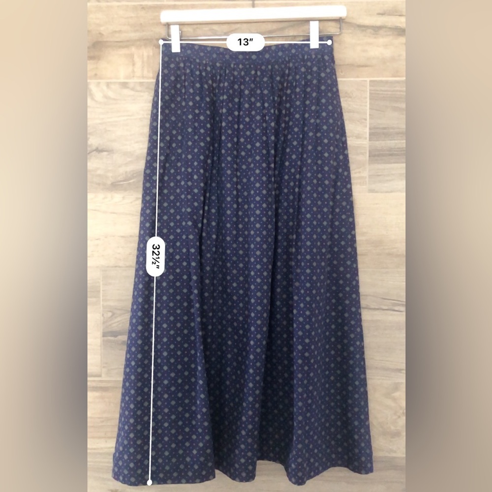 Vintage J Crew Navy Diamond Patterned Midi Skirt Size 10 - Picture 9 of 9